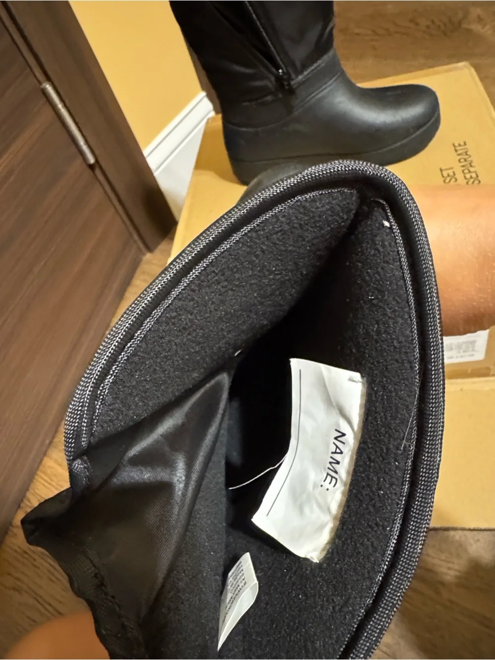 wonder nation Black Kids Waterproof Winter Boots with Side Zipper